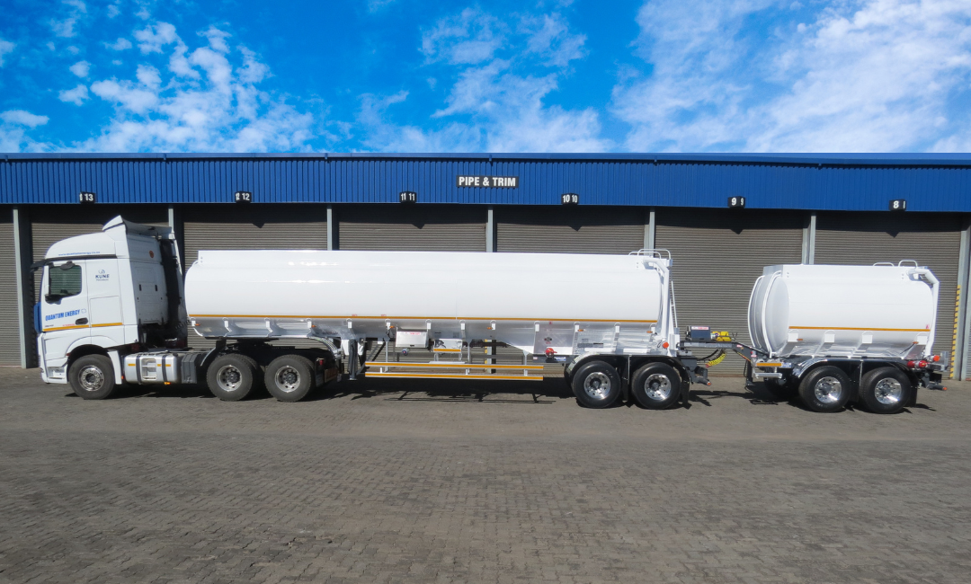 Close-up view of a tanker truck used for fuel logistics